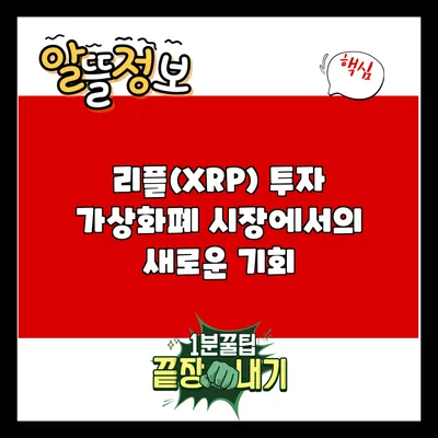 리플(XRP) 투자: 가상화폐 시장에서의 새로운 기회