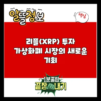 리플(XRP) 투자: 가상화폐 시장의 새로운 기회