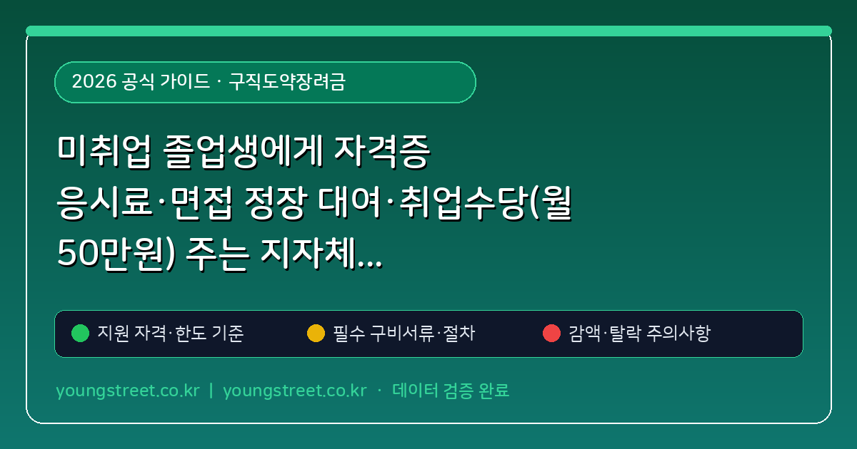 미취업 졸업생에게 자격증 응시료·면접 정장 대여·취업수당(월 50만원) 주는 지자체 청년구직활동지원금 비교